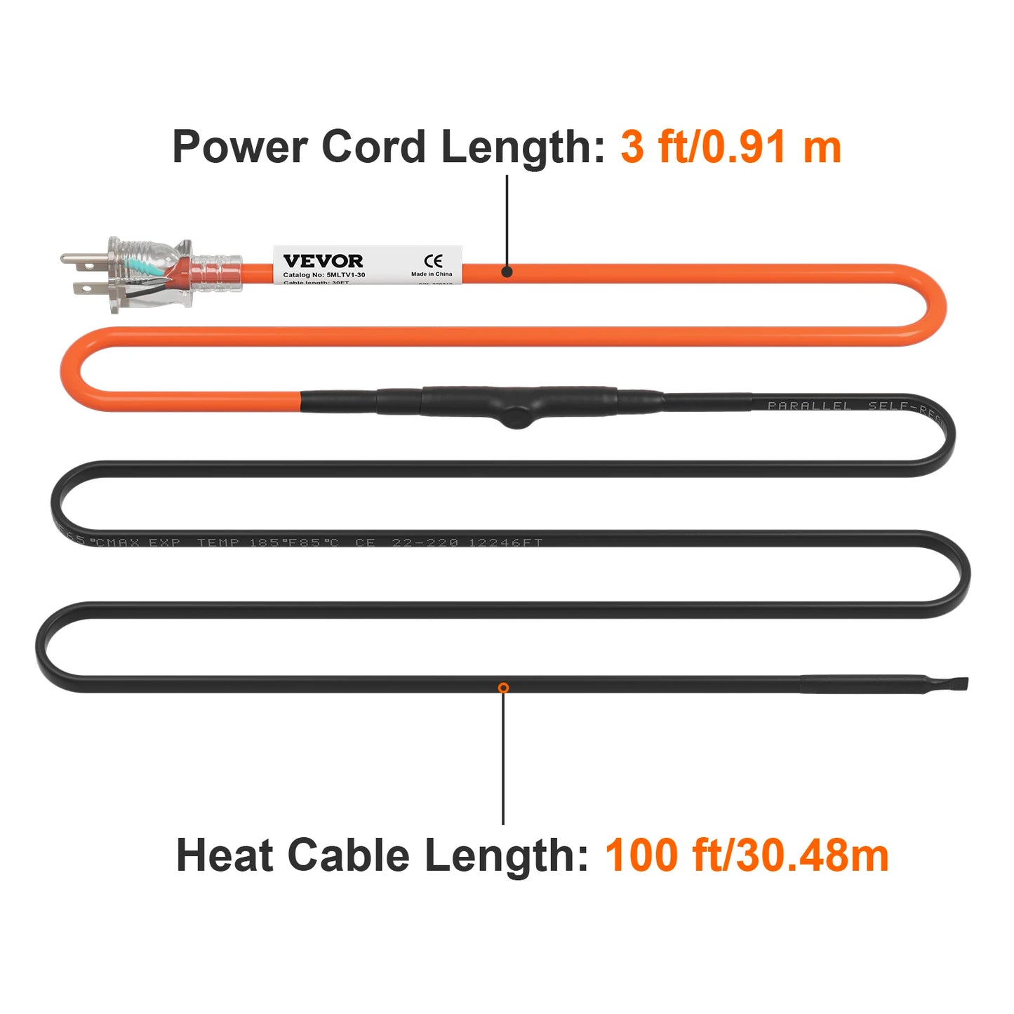 SucceBuy Self-Regulating Pipe Heating Cable Snow Melting Drain Water Pipe Freeze Protection Heat Cable for Protects Hose Wire