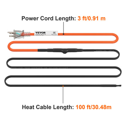 SucceBuy Self-Regulating Pipe Heating Cable Snow Melting Drain Water Pipe Freeze Protection Heat Cable for Protects Hose Wire