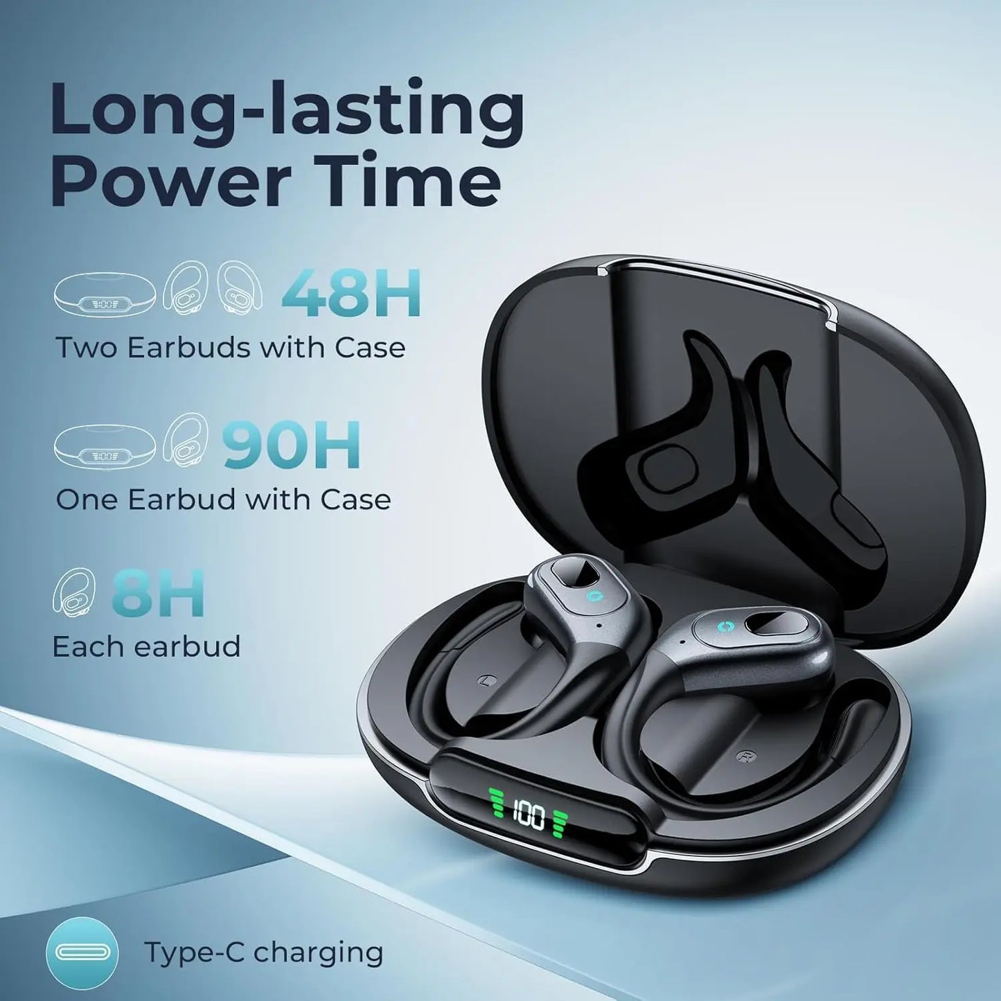 Active Noise Cancelling Bluetooth Earbuds with 90Hrs Playback