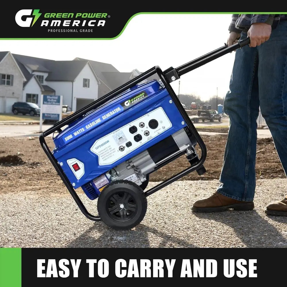 5000W Portable Gas Generator - Manual Start, Ideal for Backup Power, Home, Job Sites, Camping, EPA Approved