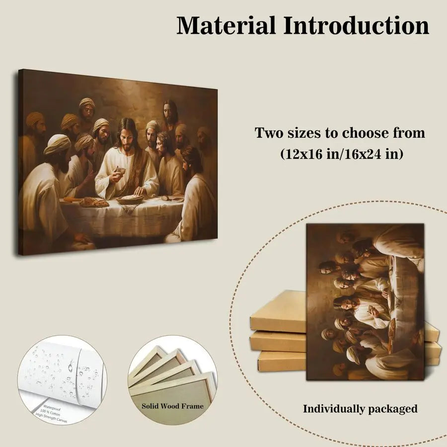 Jesus and the Last Supper Wall Decor Painting, - Christian Poster for Dining Room, Church, Home, Bedroom, and Living room