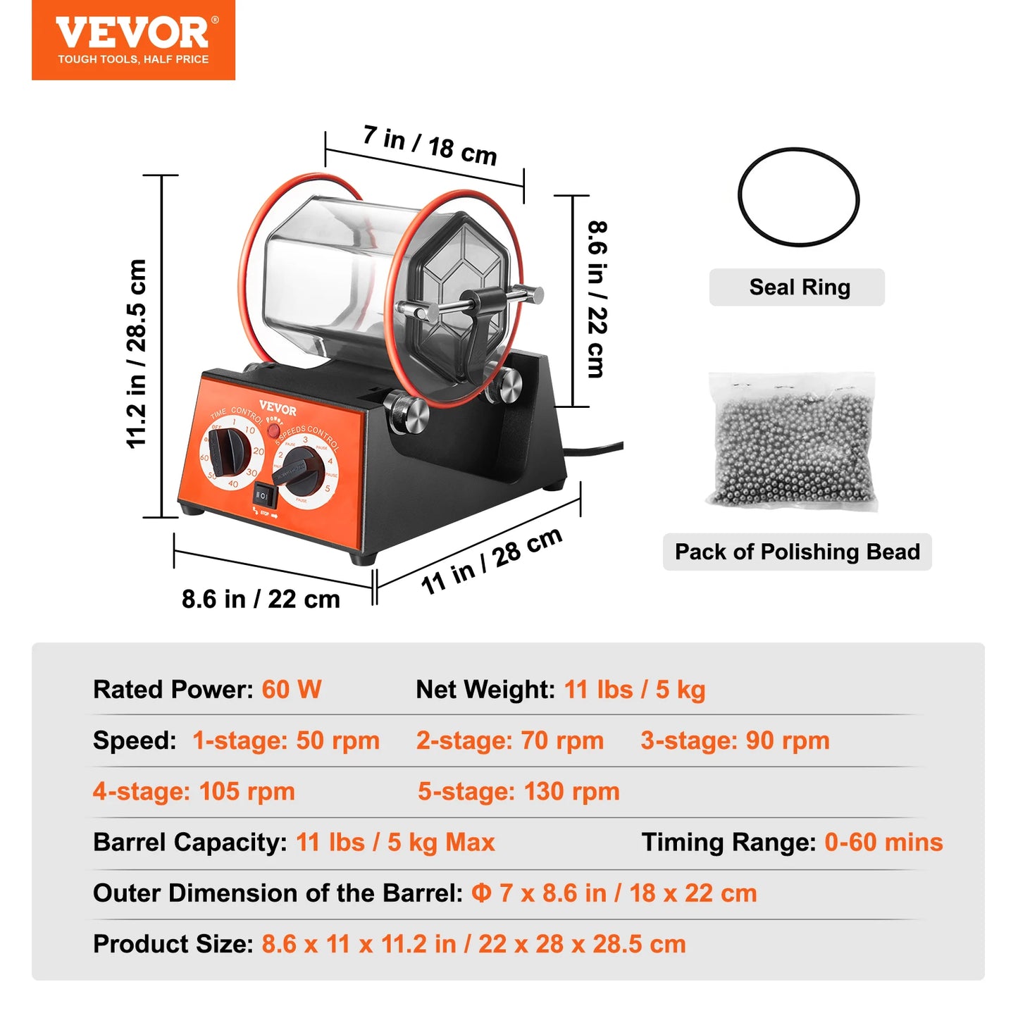 3kg or 5kg Rotary Tumbler Surface Polisher