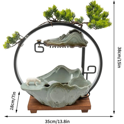 Tabletop Indoor Waterfall with Round Led Light & Mist Maker