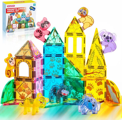 110/66/50 PCS 3D Magnetic Building Tiles with Vehicle Construction Blocks Set for Kids