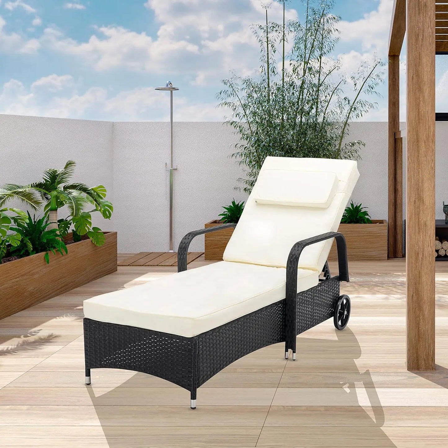 Rattan Sun Lounger Bed Recliner, Outdoor Patio Furniture, Garden Chair, Customized