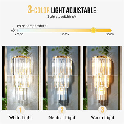 LUVODI Modern Crystal Wall Lamp 3-Layer Wall Crystal Sconce Light E14 LED Corn Lights