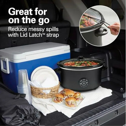 7 Quart Set and Forget Portable Programmable Slow Cooker with 15 Cooking Options
