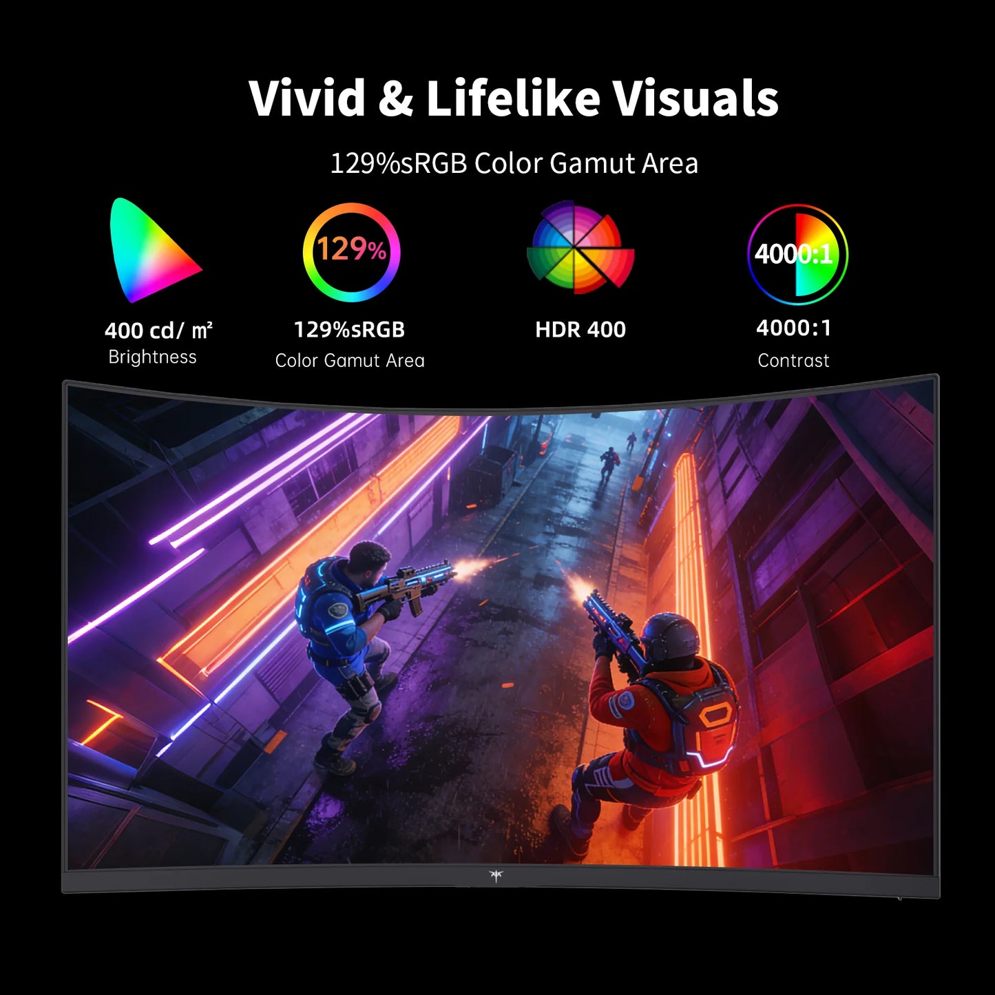 27" Curved Gaming Monitor, 1440P QHD 144Hz 120Hz Monitor 1500R HVA Panel, HDR400, Adaptive Sync, 400 nits