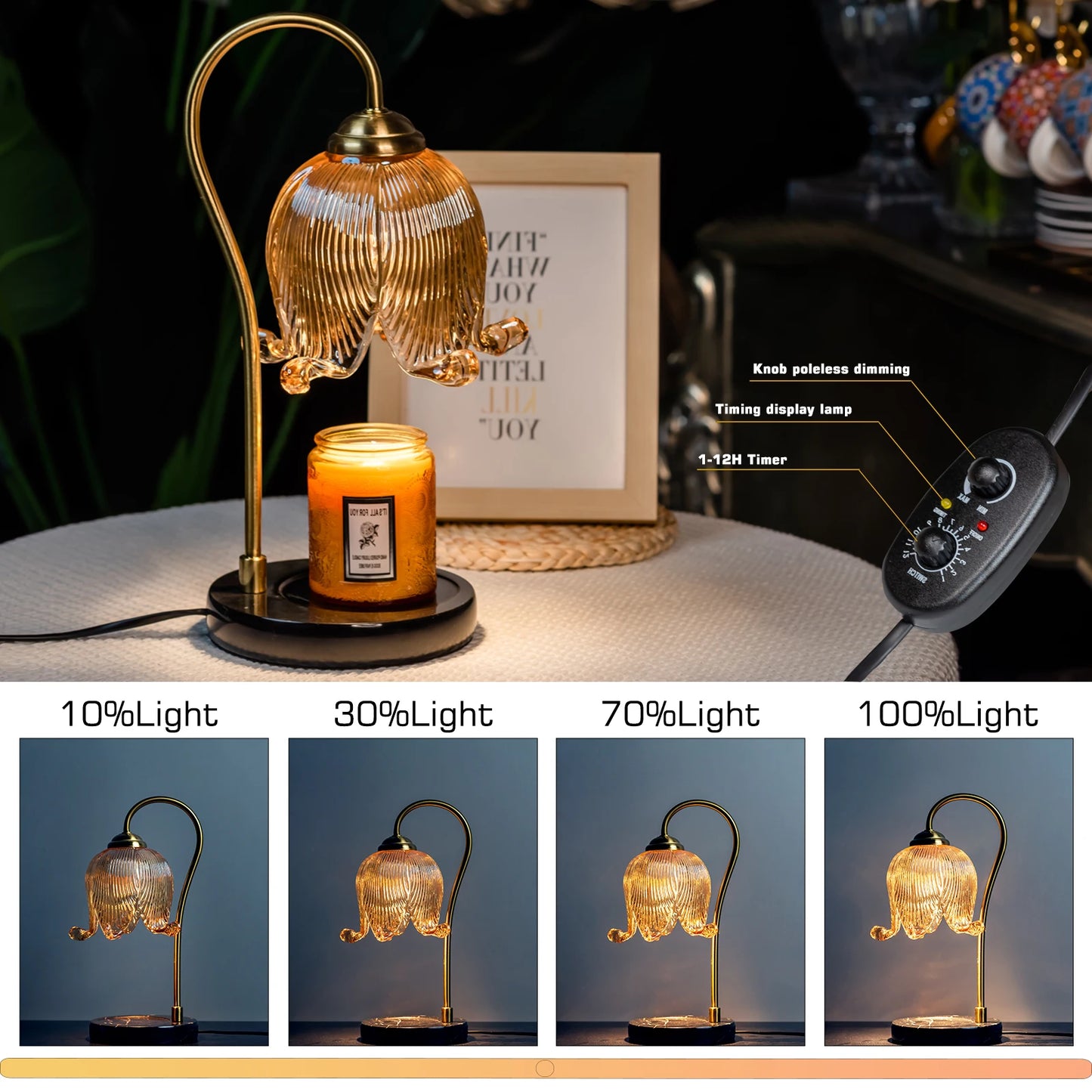 Tulip Flower Candle Warming Lamp for Fireless Fragrance Distribution.