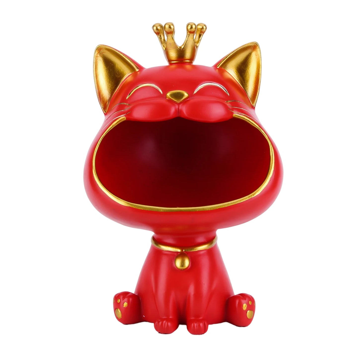 Laughing Cat Statue for Desktop Accessories Storage