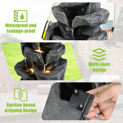 Multi Tier Cascading Outdoor Rock Garden Waterfall For Patio and Backyard