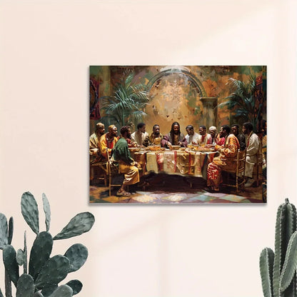 Last Supper canvas mural 1.5 inch thick wood pine frame, interior art mural, home decor mural, Black