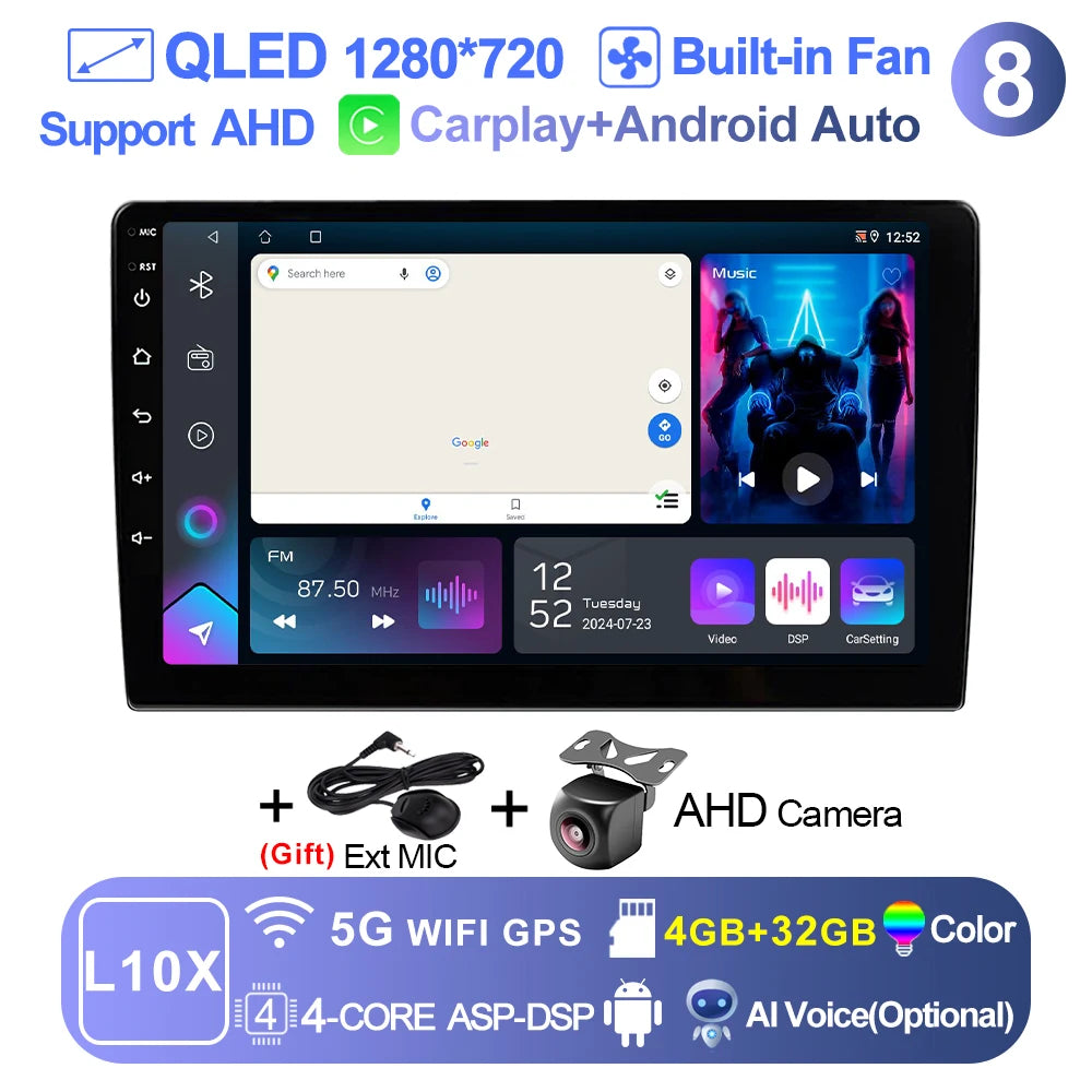 9 inch Wireless Carplay 2din Android 15 Car Radio and Multimedia Video Player