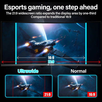 Gaming Monitor 34-inch Curved Ultrawide WQHD Monitor 3440 x 1440 R1500 Ultrawide Computer Monitor 144Hz VA Panel Display