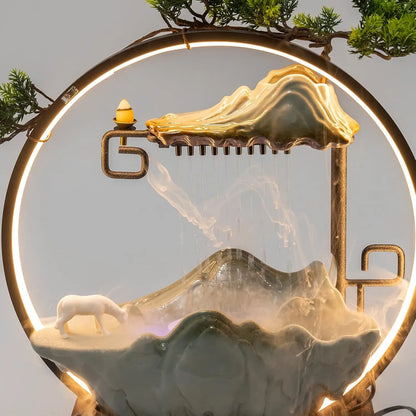 Tabletop Indoor Waterfall with Round Led Light & Mist Maker