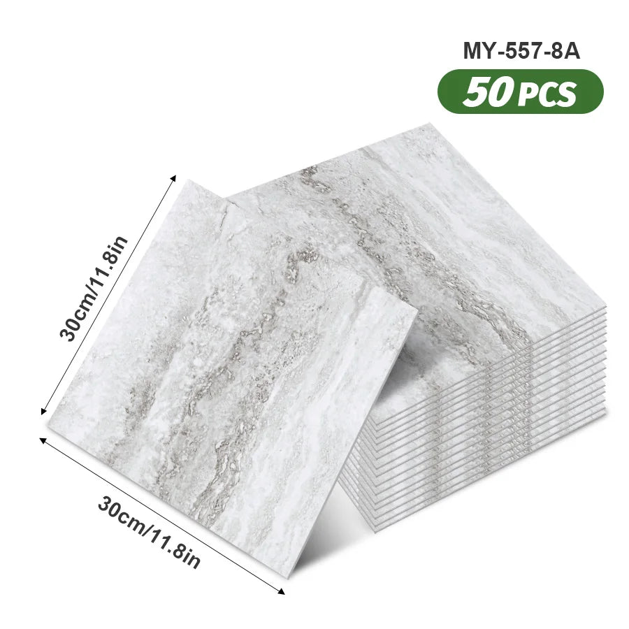 50pcs SXP Floor and Wall Tiles Peel and Stick 11.81x11.81in Self-Adhesive Applies to any Indoor Surface