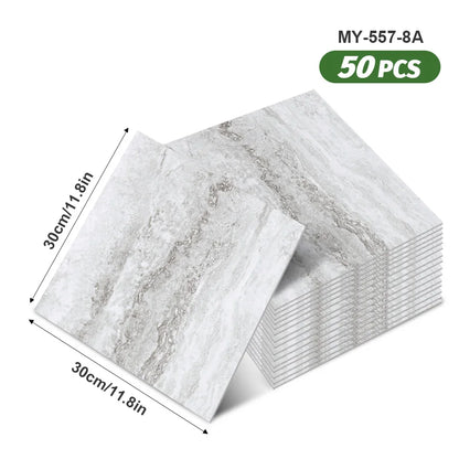 50pcs SXP Floor and Wall Tiles Peel and Stick 11.81x11.81in Self-Adhesive Applies to any Indoor Surface