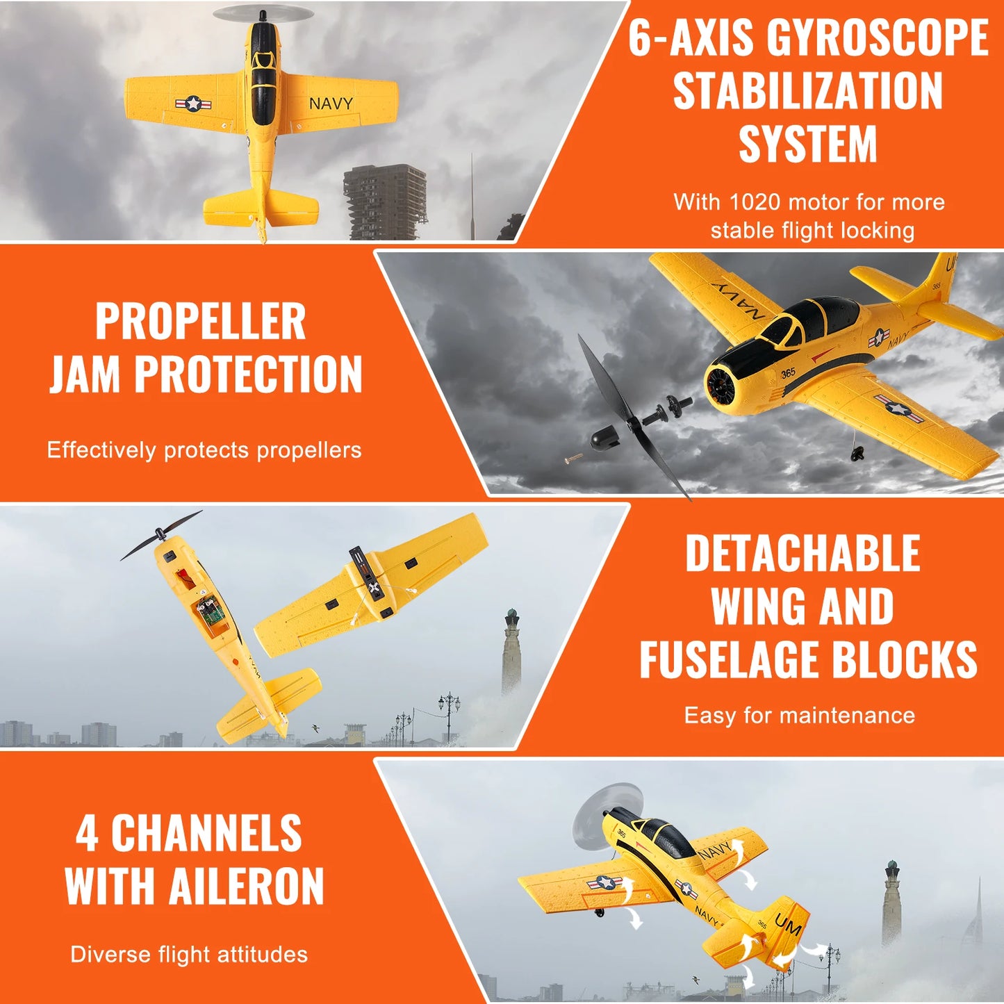 RC Plane Remote Control Airplane 2.4G 4CH with 6-Axis Gyro Stabilizer