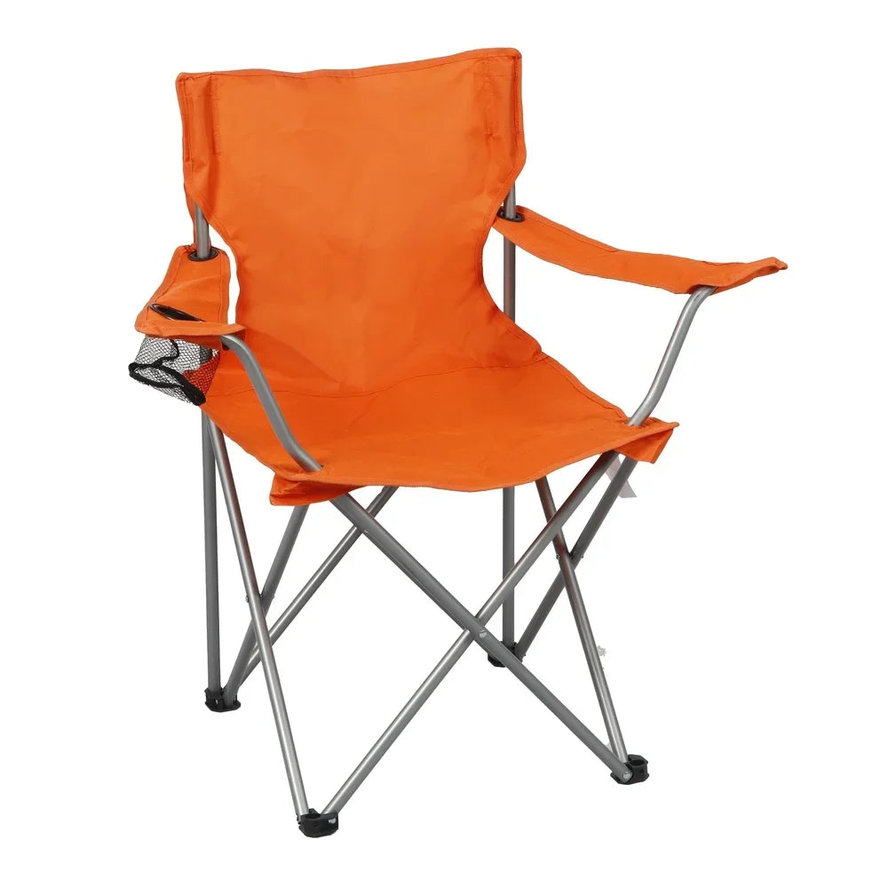 Folding Camp Chairs with Cup Holder, (2 Pack ),  Portable Quad Frame Durable Outdoor Seating Tailgating Camping Sports Events