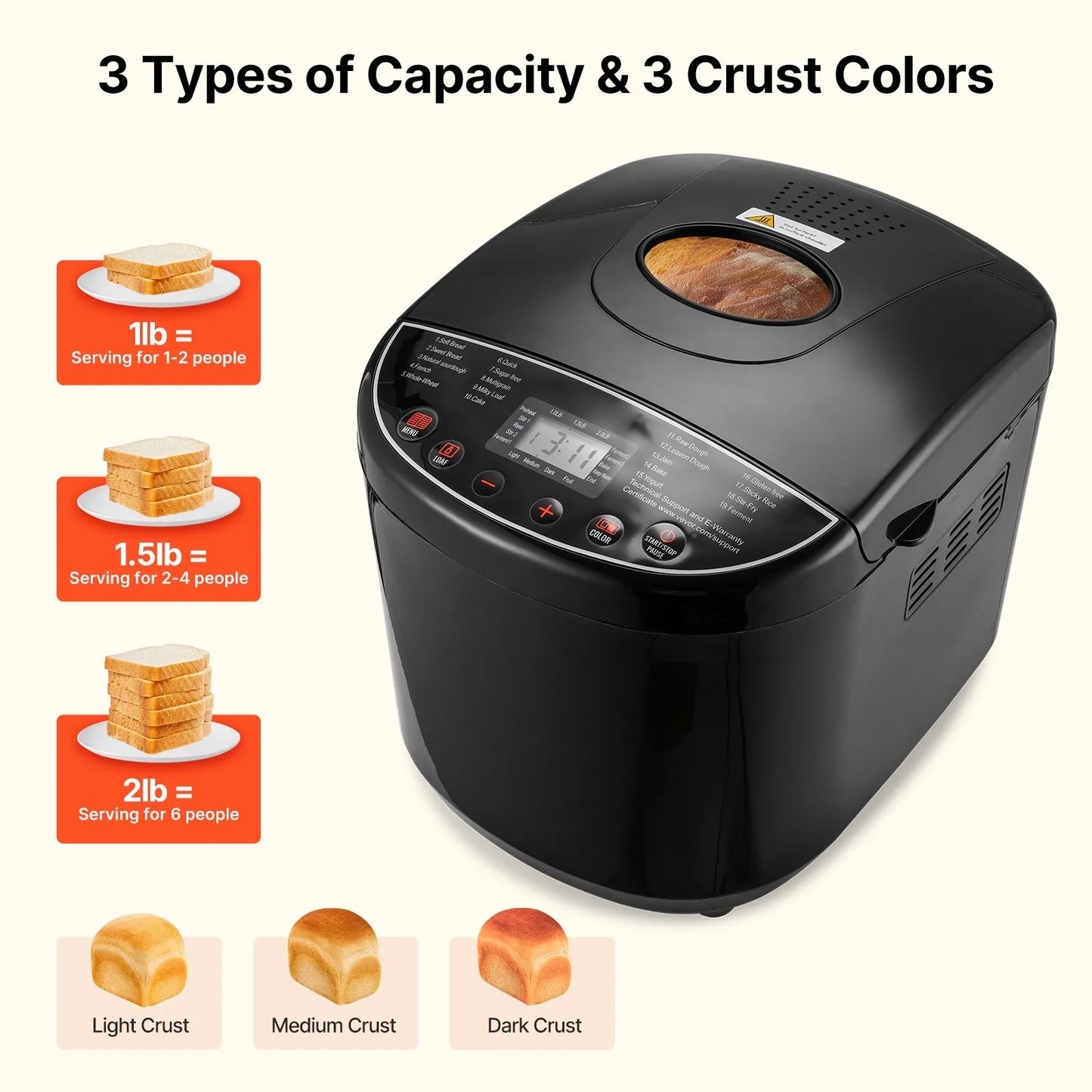 2LB 19-in-1 Automatic  Bread Maker