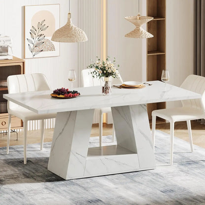 Dining Table for 4 to 6 People, with Sturdy Base for Kitchen, Dining Room or Breakfast nook