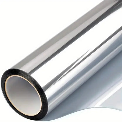 One Way Mirror Window Film, 23" x 118" Anti UV Non-Adhesive Static Cling