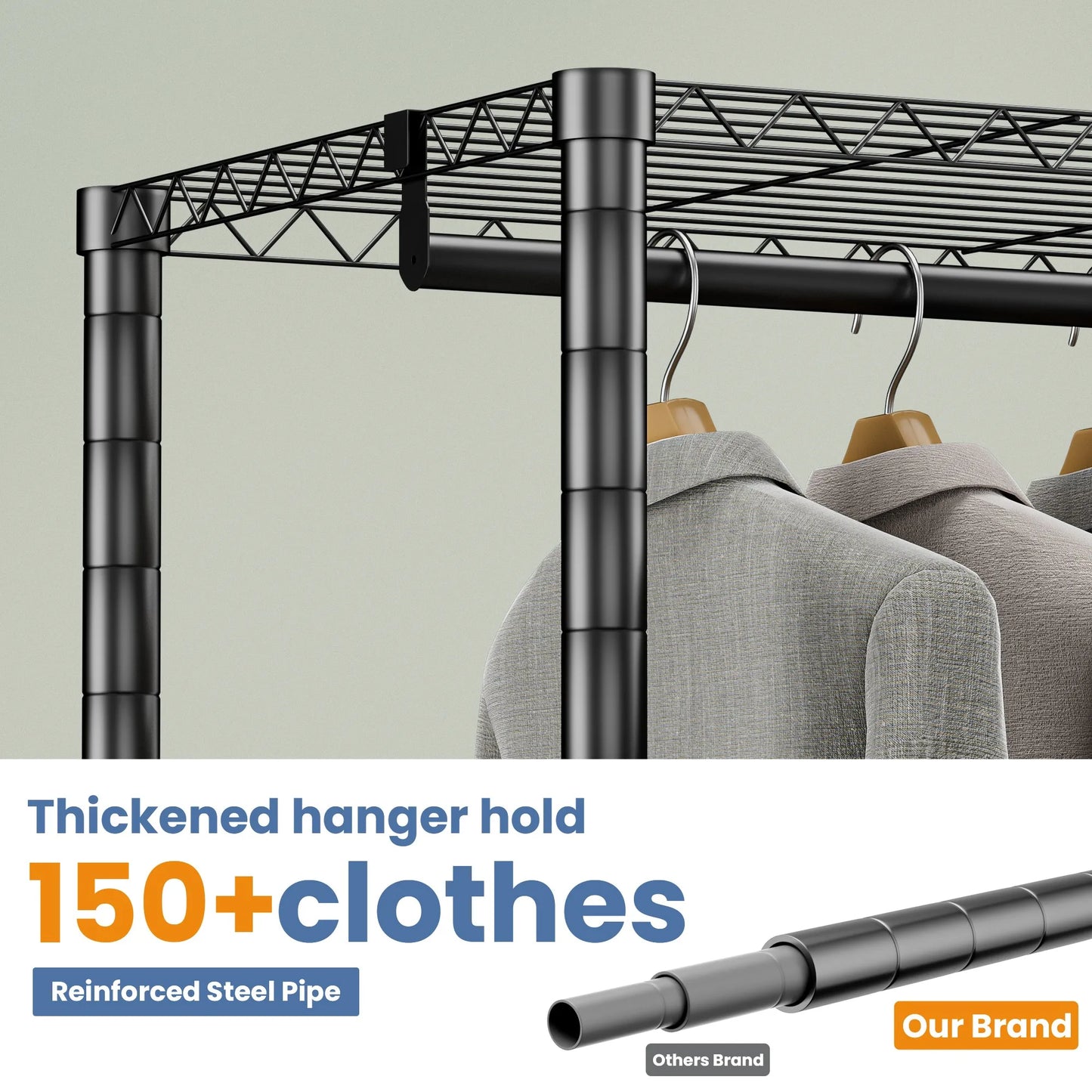 Clothes Rack Storage Organizer Freestanding Portable Heavy Duty 960 lb for Cloakroom, Bedroom, Entrance ways