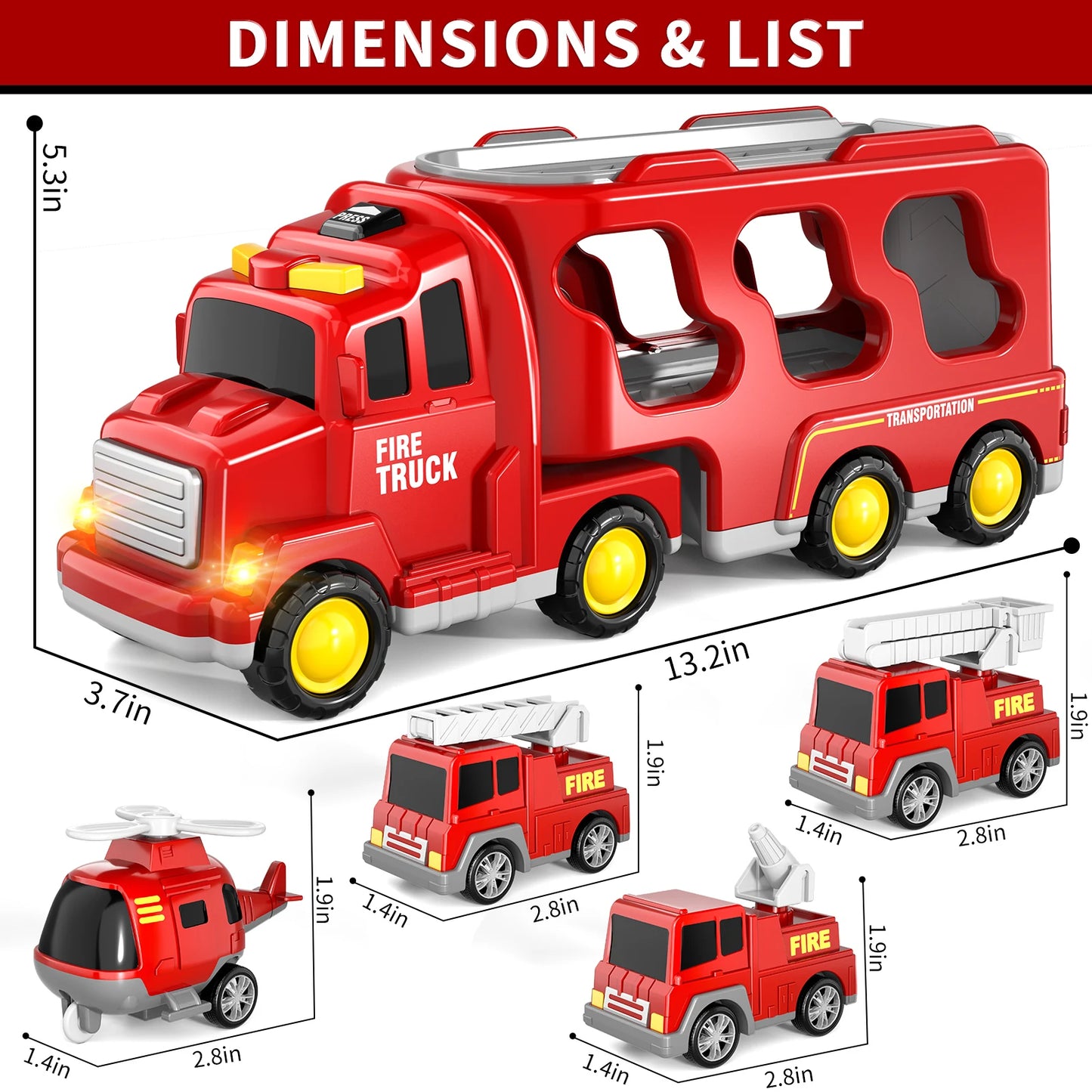 5 In 1 Fire Car Trucks Toddler Toys