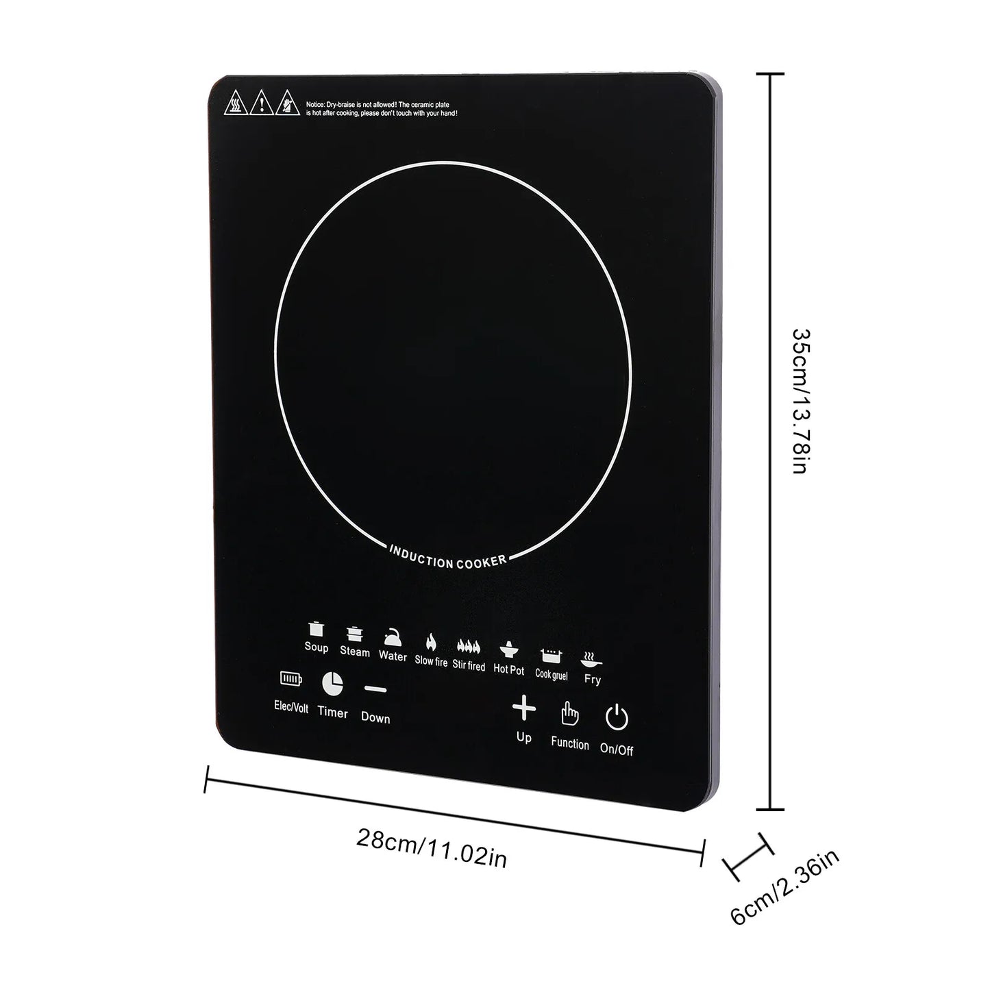 Electric Induction Cooktop, 8 Power Levels, Touch Control Burner 180min Timer Portable Stove for Home or RV