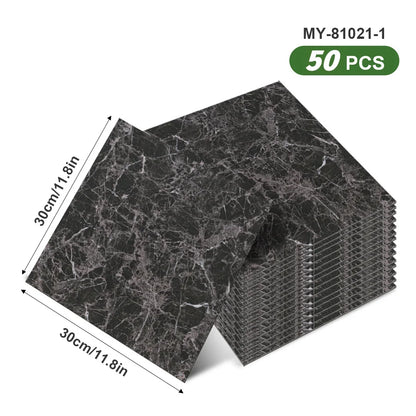 50pcs SXP Floor and Wall Tiles Peel and Stick 11.81x11.81in Self-Adhesive Applies to any Indoor Surface