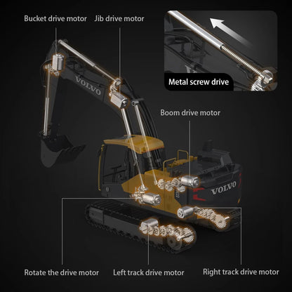 RC Excavator 1/16 Scale, 17CH 3IN1 2.4G APP Dual Remote Control LED Digger