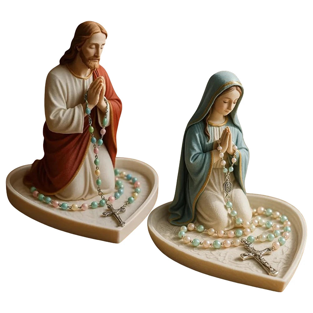 Virgin Mary Rosary Holder Statue Resin Our Lady of Grace Statue Holy Mother Figure