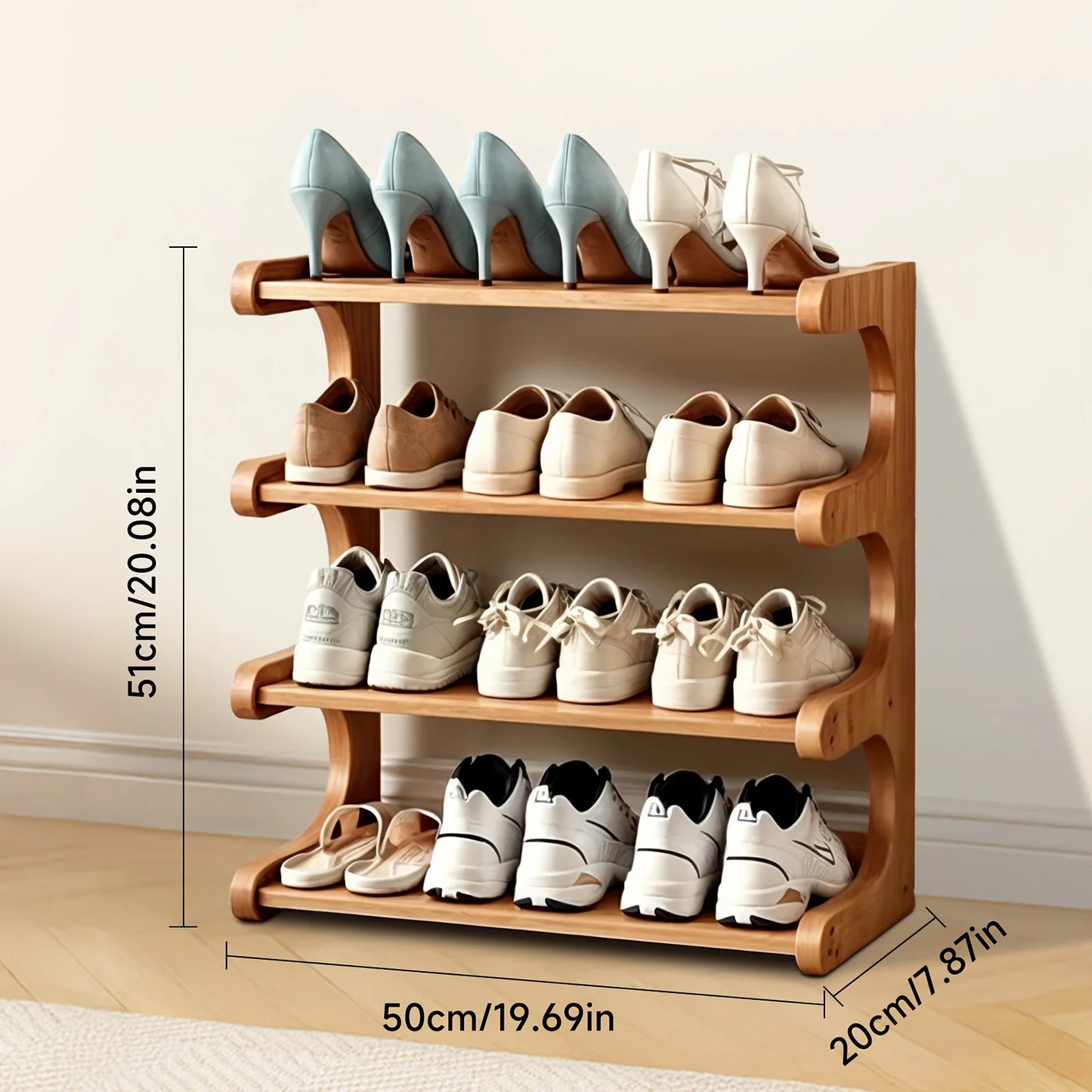 Multi-Tier, Compact Space-Saving Shoe Storage Rack, Easy to Assemble, for Entryway, Dorms, Apartments and Home