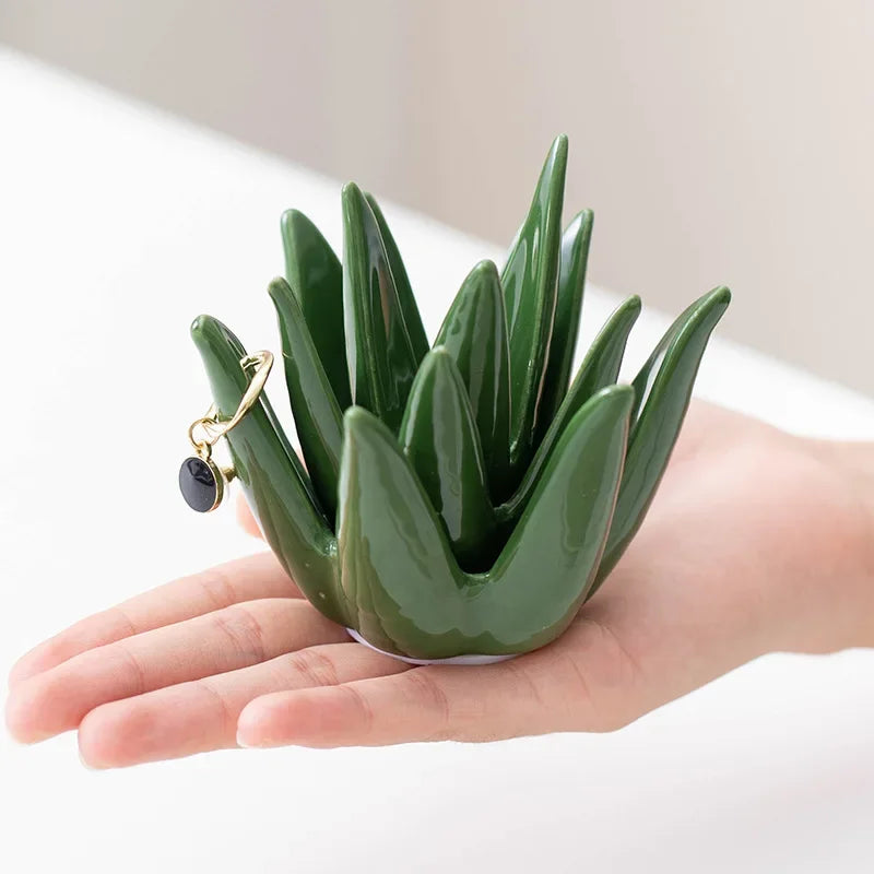 Nordic Ceramic Cactus Aloe Ring, Jewelry, and Earring Storage