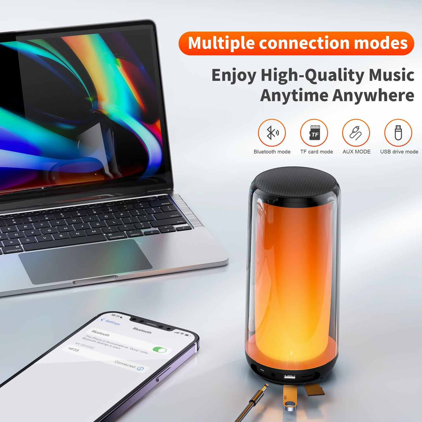 Bluetooth Portable Speaker, IPX5 Waterproof, Outdoor Multiple connection modes