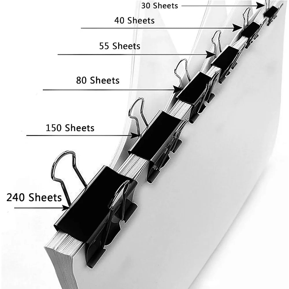 110 PCS Binder Clips in Assorted Sizes