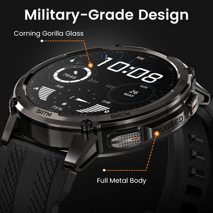 Men’s Smartwatch Outdoor Rugged Watch with Flashlight, Dual‑Band GPS, Fitness & Health Tracker