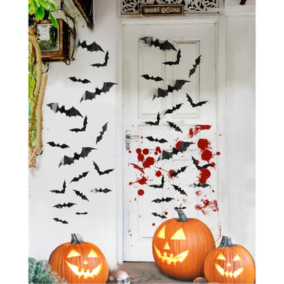 120pcs Halloween Bats Decorations for Outdoor and Indoor Use 3D Bat Stickers Ideal for Wall, Window, Home