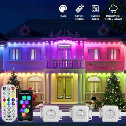 Permanent Outdoor LED Light String Strip for Your Eaves APP Smart Control, DlY Auto Scene Lighting Effects