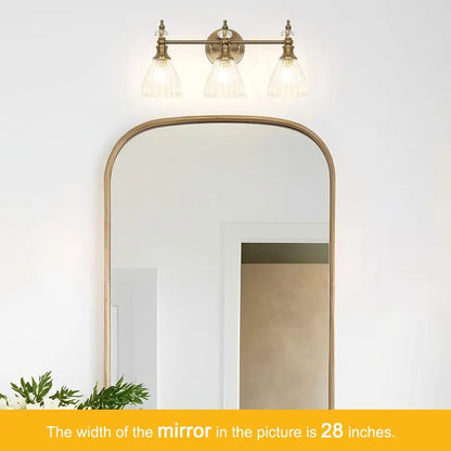 18.9 Inch Brushed Gold Vanity Lights over Mirror, Brown Bronze Wall Sconce with Glass Shade
