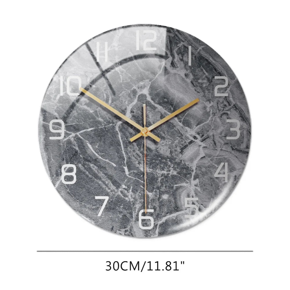 Luxury 3D Acrylic Black and Gold Marble Pattern Wall Adhesive Clock With Metal Needles Decor