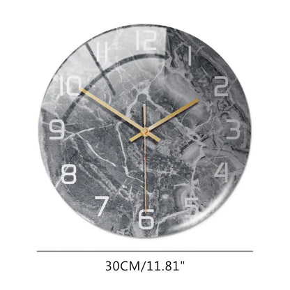 Luxury 3D Acrylic Black and Gold Marble Pattern Wall Adhesive Clock With Metal Needles Decor