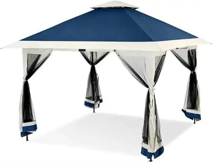 13x13 Outdoor Gazebo, Double Roof Patio Gazebo with Mosquito Netting, 3 Adjustable Heights Foldable Tent Shelter Quick Setup, fo