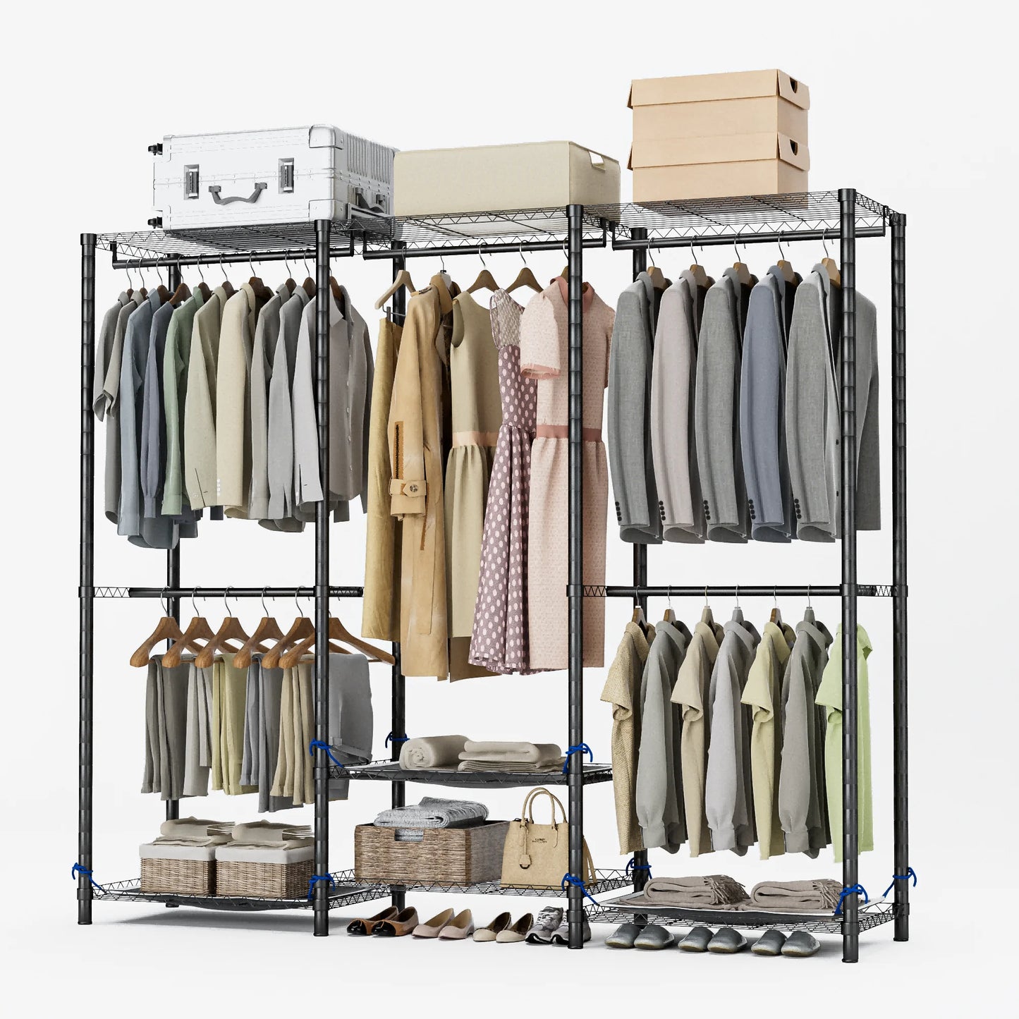 Clothes Rack Storage Organizer Freestanding Portable Heavy Duty 960 lb for Cloakroom, Bedroom, Entrance ways