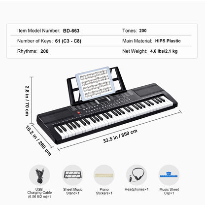 61 Key Portable Digital Keyboard