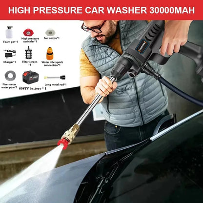 Rechargeable Wireless High Pressure Washer Self Priming Sustain 300W Car Wash Water Gun With Li-ion Battery
