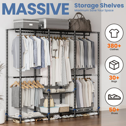 Clothes Rack Storage Organizer Freestanding Portable Heavy Duty 960 lb for Cloakroom, Bedroom, Entrance ways
