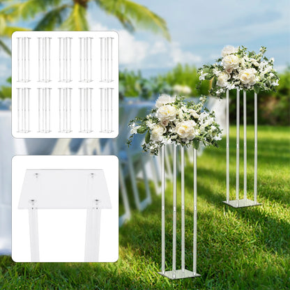 10x10x31.5 Inch Rectangle Acrylic Wedding Centerpiece Flower Pedestal Clear Column