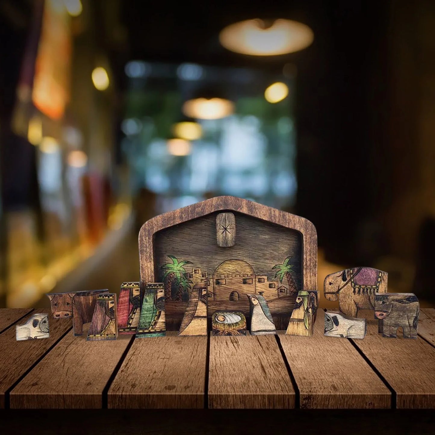 Wooden Jesus Nativity Set Table Puzzle