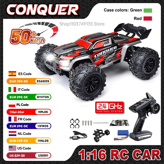1:16 Scale Large RC Car 50km/h High Speed 4WD 2.4G Off Road Monster Truck RC Toy